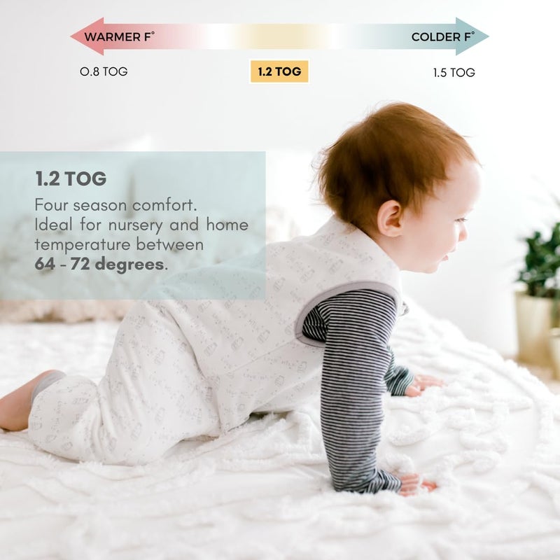 Tealbee Dreamsuit Toddler Sleep Sack with Feet - Walker Sleep Bag with Legs, Rayon made from Bamboo, All Season 1.2 TOG, 2-Way Zipper, 12m-2T - Love Milk - Image 4